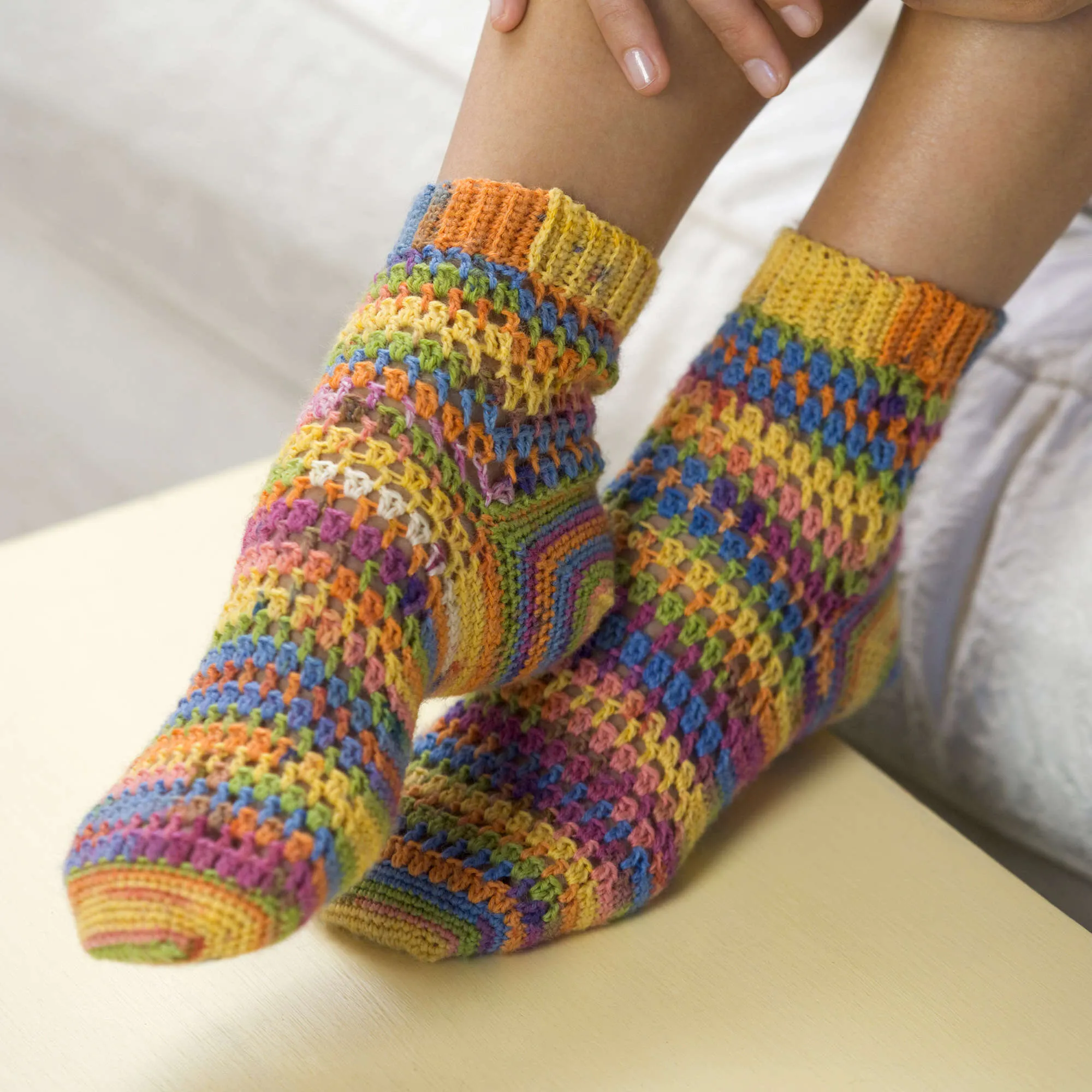 Red Heart Crochet Heart & Sole Socks