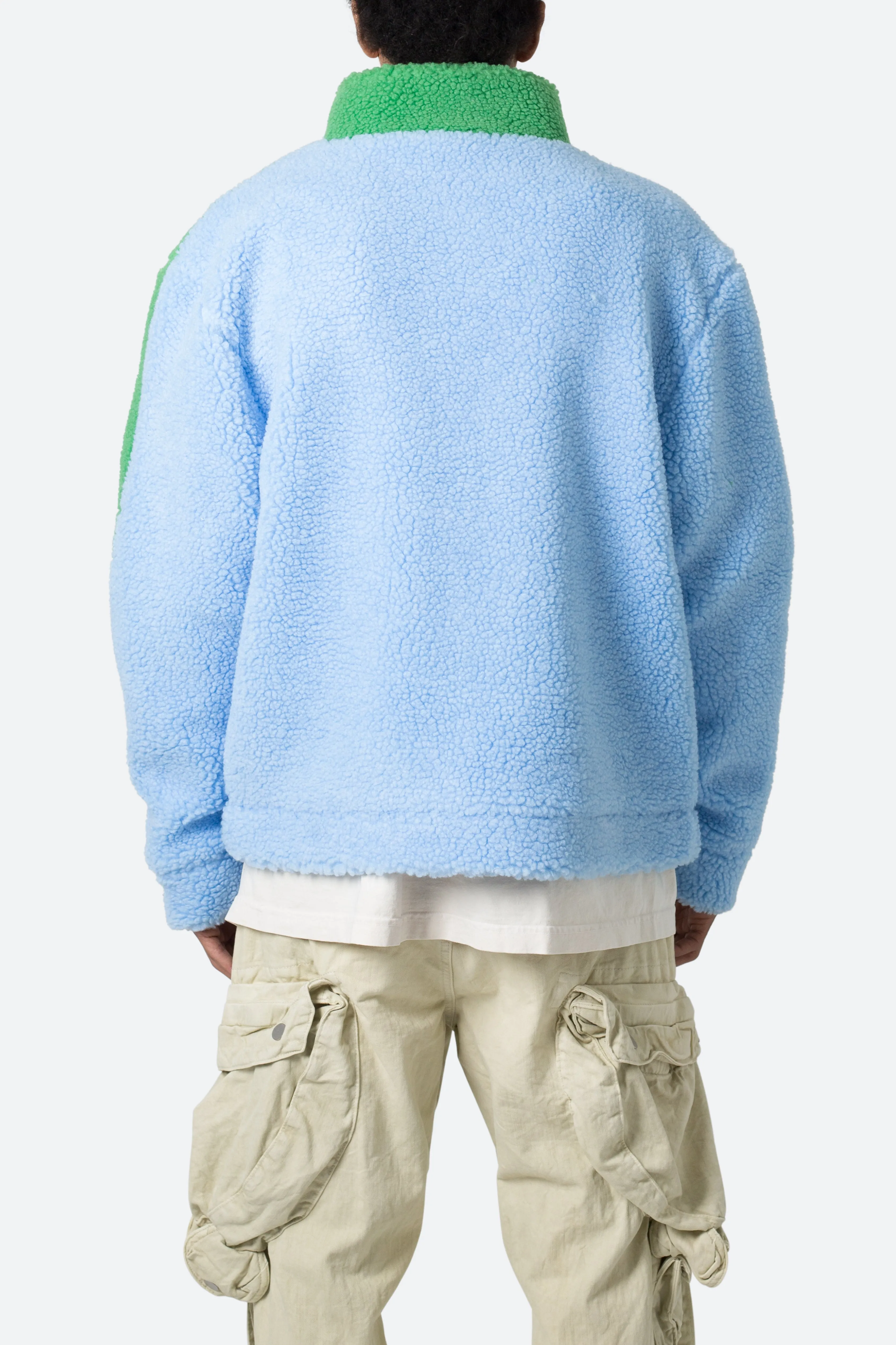 Sherpa Zip Up Jacket - Blue/Green