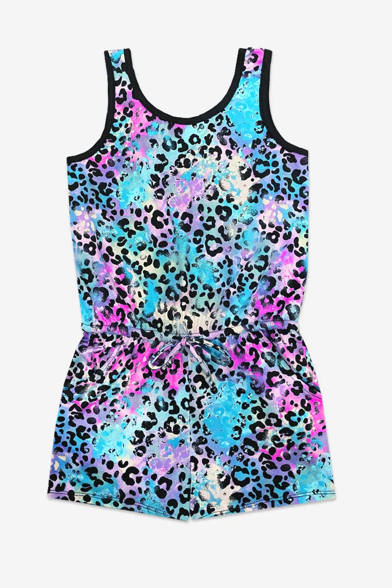 Simply Soft Short Romper - Orchid Spray Paint Leopard