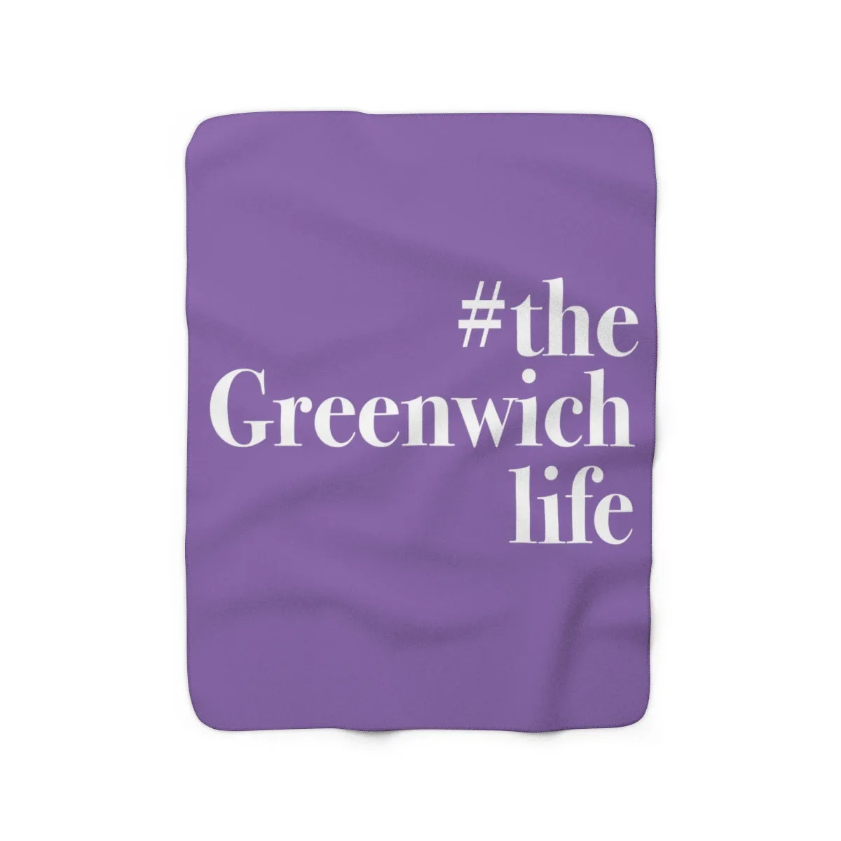 #thegreenwichlife Sherpa Fleece Blanket (white print)