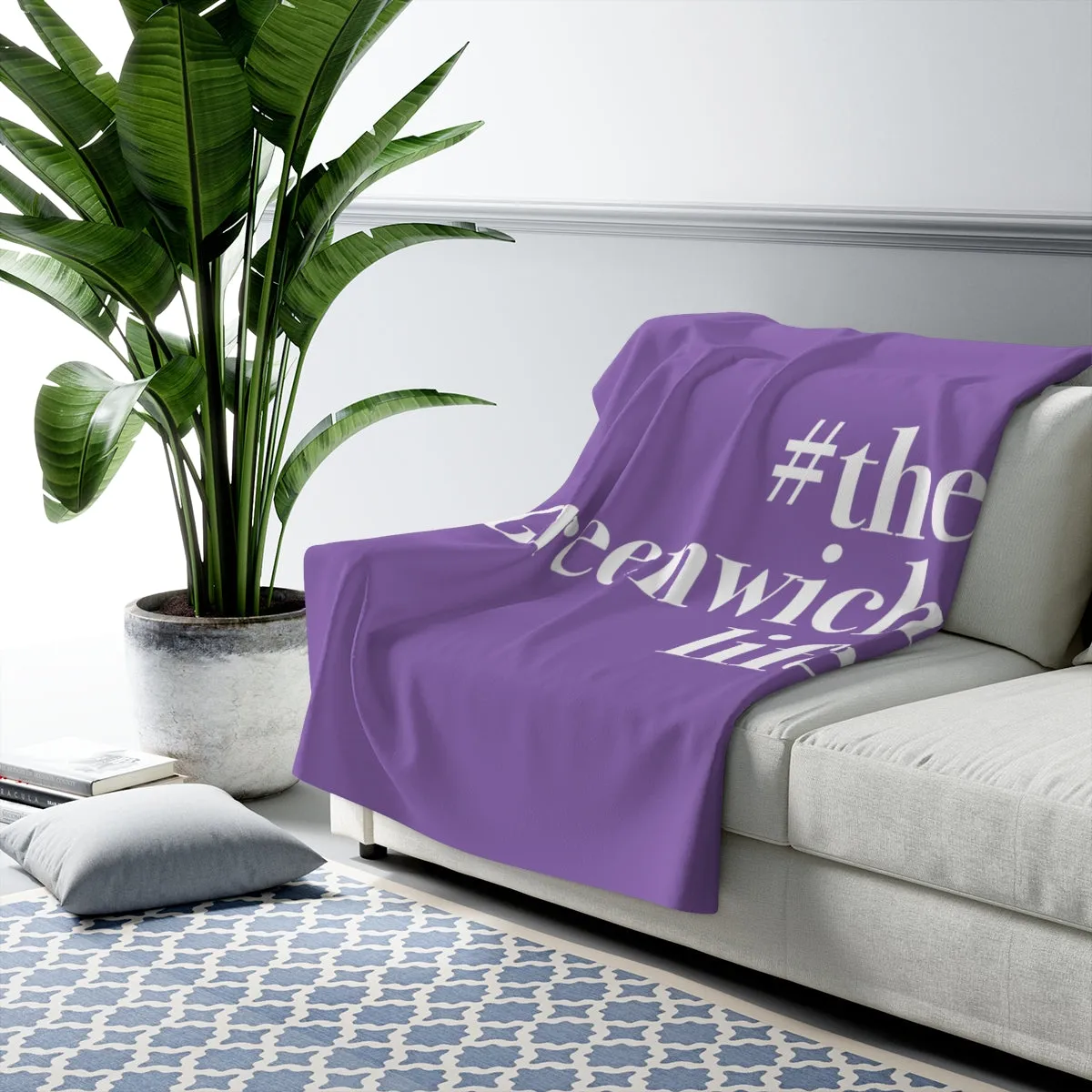 #thegreenwichlife Sherpa Fleece Blanket (white print)