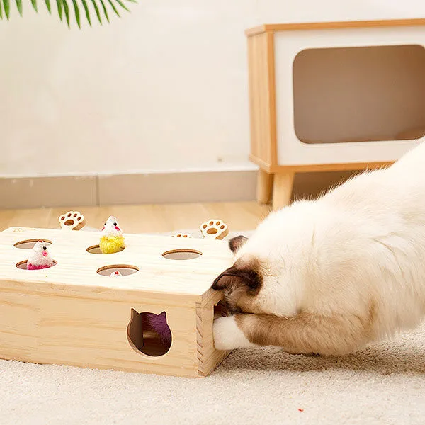 Wooden Whac-A-Mole Toy for Cat