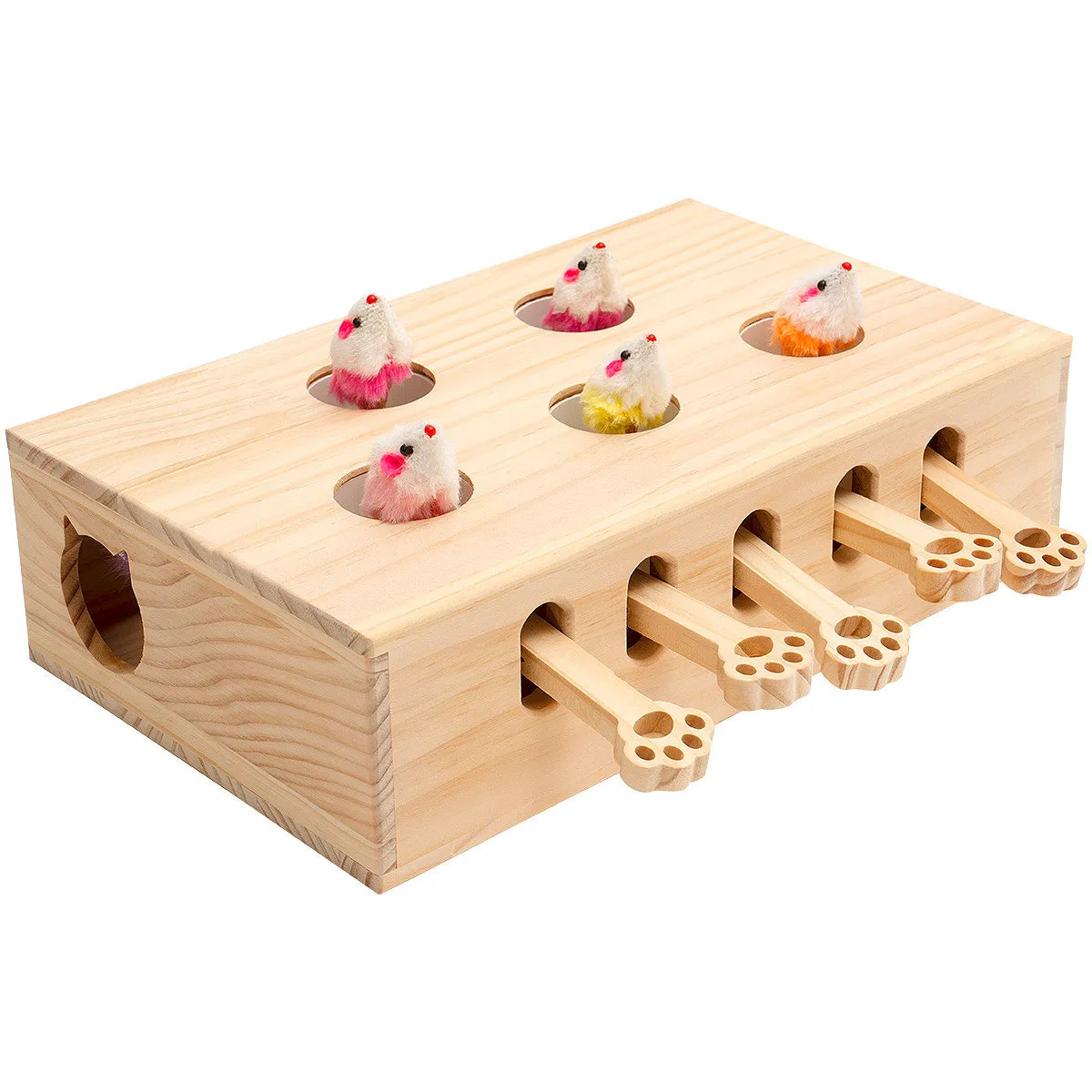 Wooden Whac-A-Mole Toy for Cat