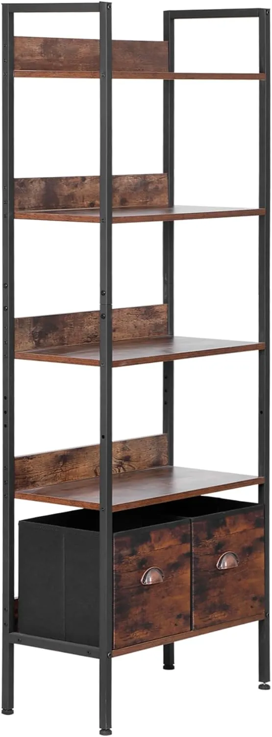 ZENY™ 5-Tier Bookshelf w/2 Storage Drawers,Tall Book Shelf Bookcase w/Anti-Tip Kit, Freestanding Storage Organizer Shelving Unit