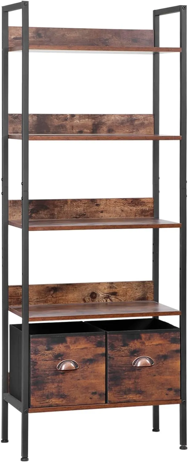 ZENY™ 5-Tier Bookshelf w/2 Storage Drawers,Tall Book Shelf Bookcase w/Anti-Tip Kit, Freestanding Storage Organizer Shelving Unit